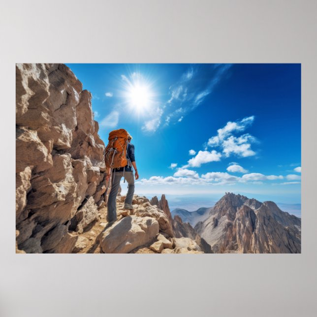 Póster Montañas Desafío Aventura Al Aire Libre Explorar E (Frente)