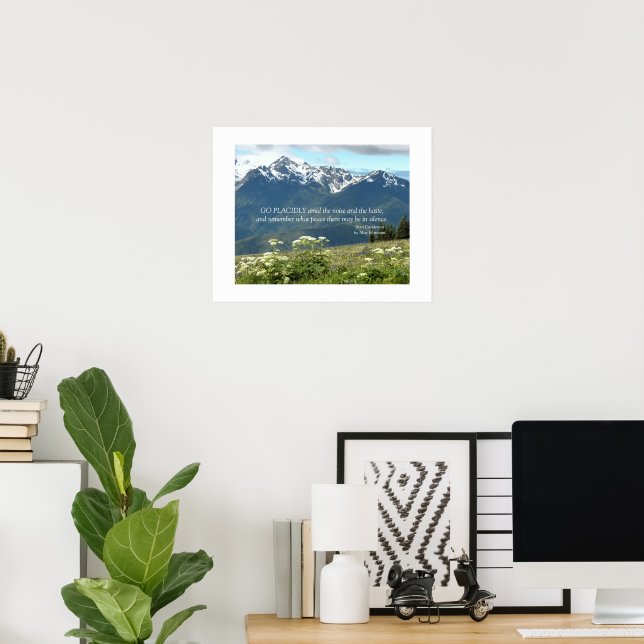 Póster Montañas Desiderata Verse y Fotografía de la prade (Oficina en casa)