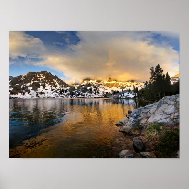 Póster Montañas Ediza Lake Sunset - Sierra Nevada (Frente)