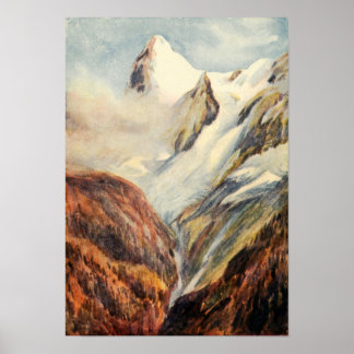 Póster Montañas Eiger antiguas en el Poster de los Alpes