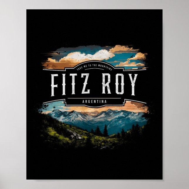 Póster Montañas Fitz Roy Argentina Senderismo Al Aire Lib (Frente)