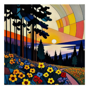 Póster Montañas florales