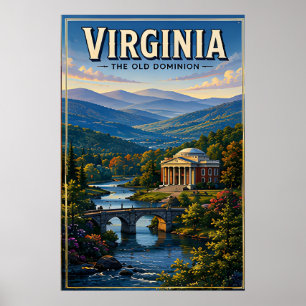 Póster Montañas históricas de belleza de Blue Ridge de Vi