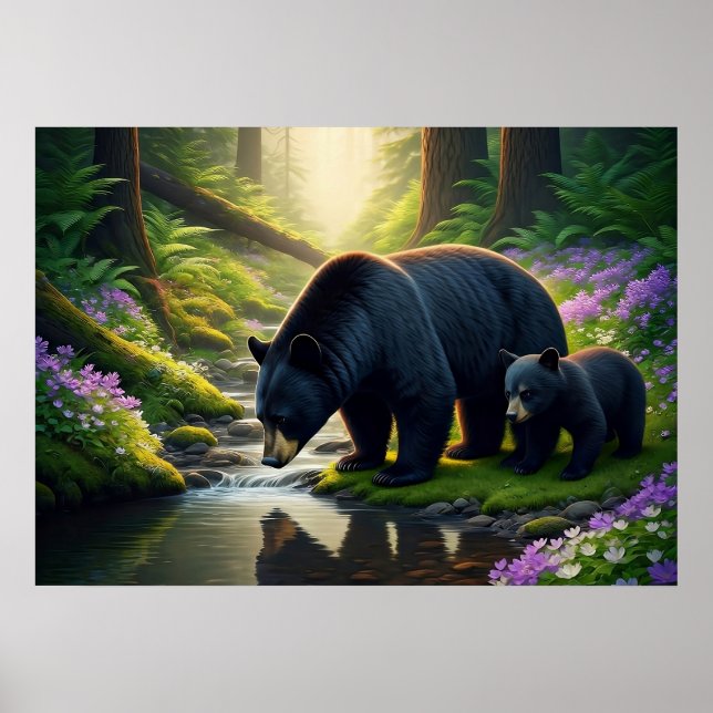 Póster Montañas humeantes de Gatlinburg: Armonía del oso  (Frente)