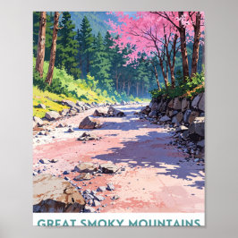 Póster Montañas humeantes, Parque Nacional Escenario