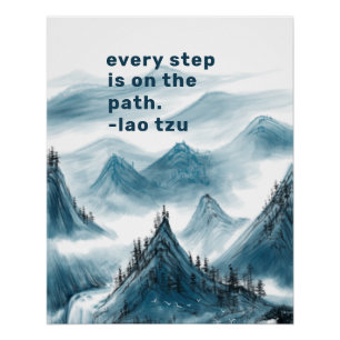 Póster Montañas inspirando la cita positiva del taoísmo