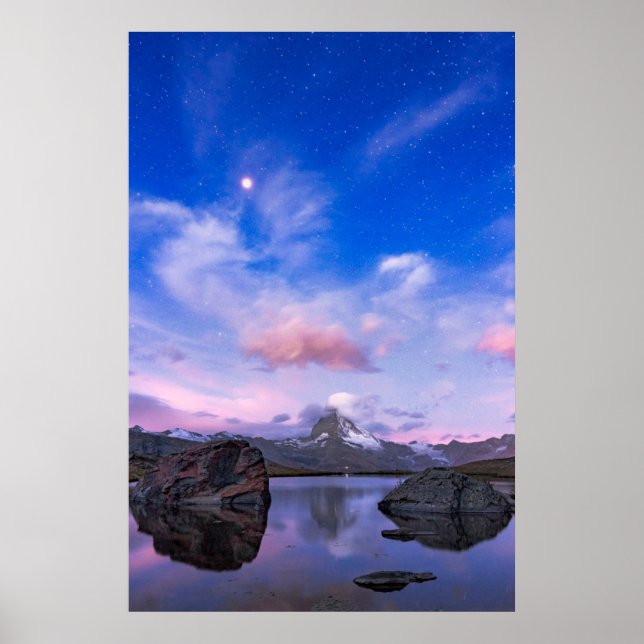 Póster Montañas | Matterhorn & Lake Stellisee (Frente)