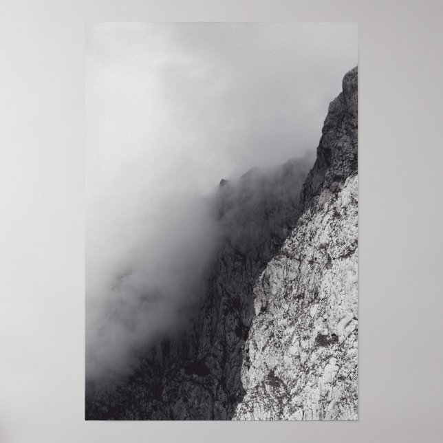 Póster Montañas mimmalístas mudas oscuras, España, Picos (Frente)