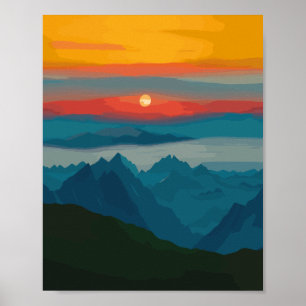 Póster Montañas modernas abstractas de mediados de siglo