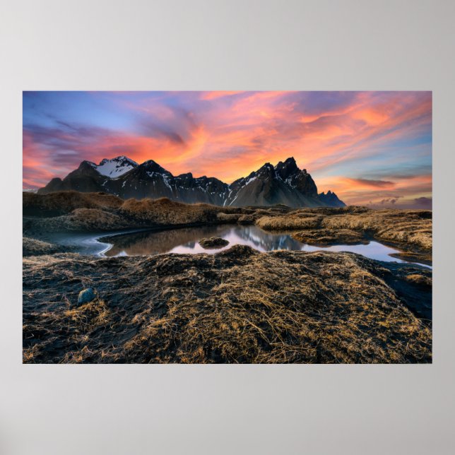Póster Montañas | Montaña Vesturhorn Islandia (Frente)