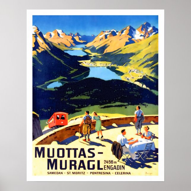 Póster Montañas Muragl de Muottas, Suiza (Frente)