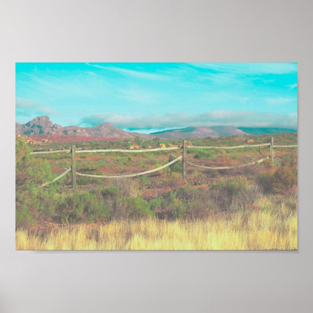 Póster Montañas Naturales Campos de ZA de Sudáfrica (Frente)