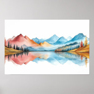 Póster Montañas Naturaleza Ilustracion Pinta de color Pas