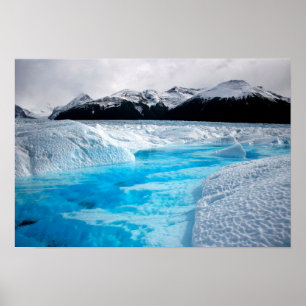 Póster Montañas negras y blancas con Poster de hielo azul
