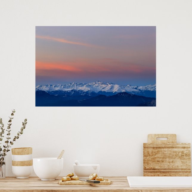 Póster Montañas nevadas con cielo mágico (Cocina)