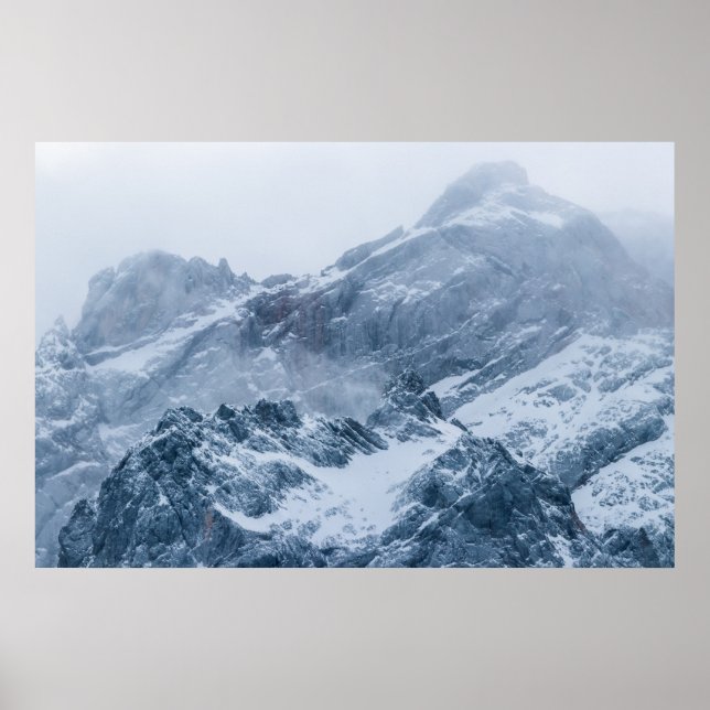 Póster Montañas nieve y niebla (Frente)