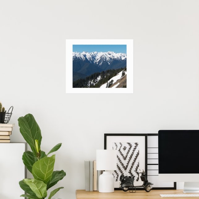 Póster Montañas Olímpicas Cubiertas de Nieve Fotográficas (Oficina en casa)