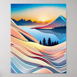 Póster Montañas Paisajistas Resumen Sunset Sunrise