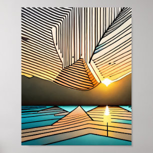 Póster Montañas Paisajistas Resumen Sunset Sunrise