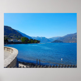Póster Montañas paisajísticas del Lago Como Italia