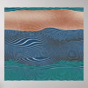 Póster Montañas paisajísticas naturales: patrón sin fisur