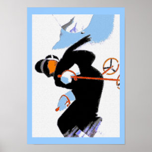 Póster Montañas para esquiar de nieve