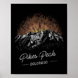 Póster Montañas Pikes Peak Colorado Senderismo Al Aire Li