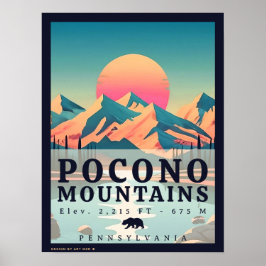 Póster Montañas Pocono Souvenirs de época de Pensilvania