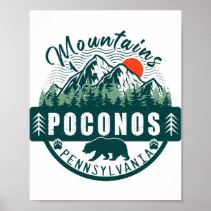 Póster Montañas Poconos Retro Pennsylvania 60