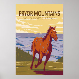 Póster Montañas Pryor Vintage