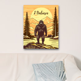 Póster Montañas Retro Bigfoot Vintage Sasquatch