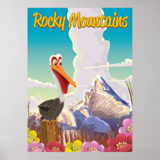 Póster Montañas Rocosas Afiche de viajes Pelican