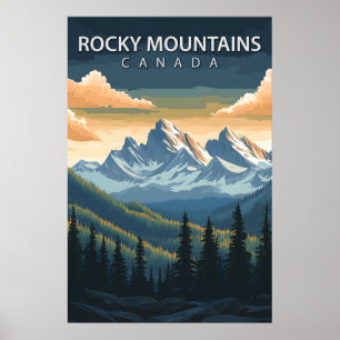 Póster Montañas Rocosas Canadá Viaje Alberta & BC Pico