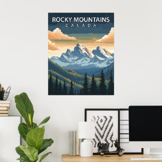 Póster Montañas Rocosas – Cartel de viaje antiguo de Cana