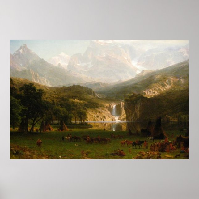 Póster Montañas rocosas de Albert Bierstadt, pico de Land (Frente)