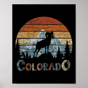 Póster Montañas Rocosas de Colorado Camping Retro Tee