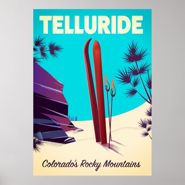 Póster Montañas Rocosas de Telluride Ski (Frente)