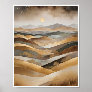 Póster Montañas rodadas de paisaje abstracto de Bohemia