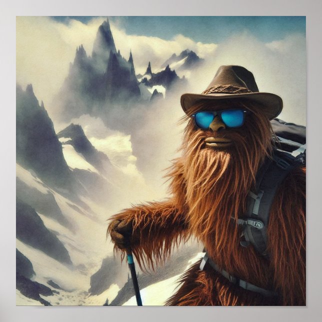 Póster Montañas Sasquatch Senderismo (Frente)