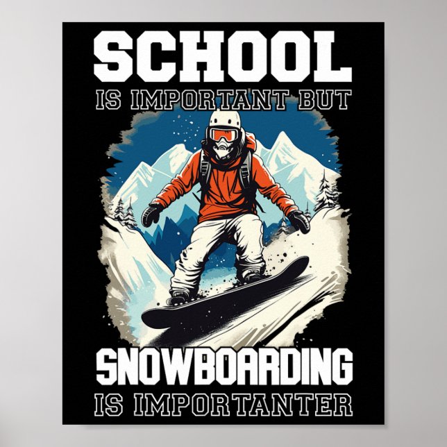 Póster Montañas Snowboard Esquiar de nieve para las vacac (Frente)