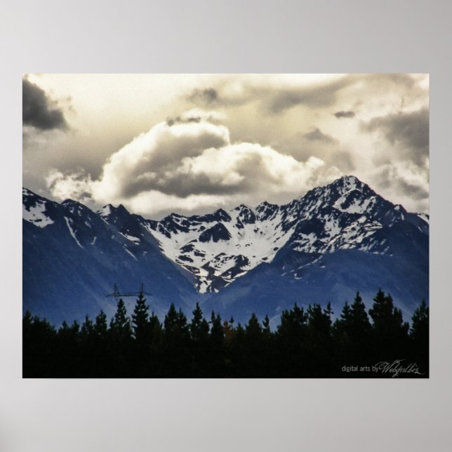 Póster Montañas Snowy : Lago Tekapo: Poster de Nueva Zela (Frente)
