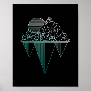 Póster Montañas Vintage Senderismo Camping Trekking Escal