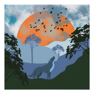 Póster Montañas Wolf Sun Panorámicas