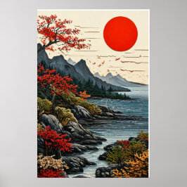 Póster Montañas y bosques