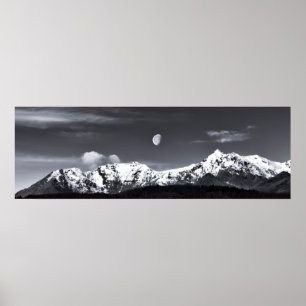 Póster montañas y la luna