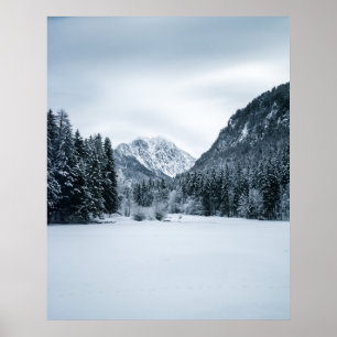 Póster Montañas y lago congelado en Zgornje Jezersko, Esl