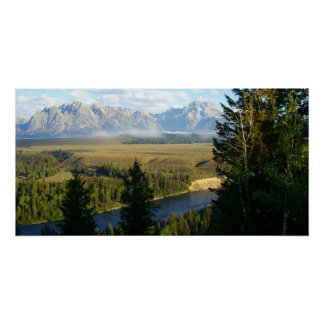 Póster Montañas y río de Jackson Hole