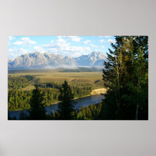 Póster Montañas y río de Jackson Hole