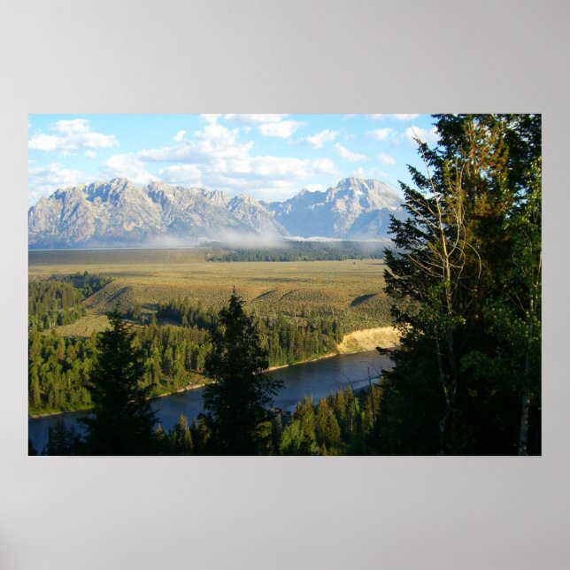 Póster Montañas y río de Jackson Hole (Frente)