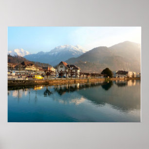 Póster Montañas y ríos interlaken de Suiza